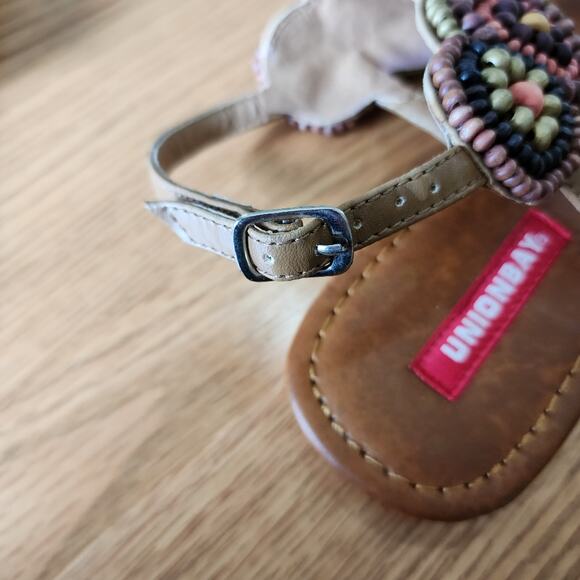 UNIONBAY Beaded Thong Sandals with Ankle Strap Multicolor Size 6.5 - Picture 5 of 7